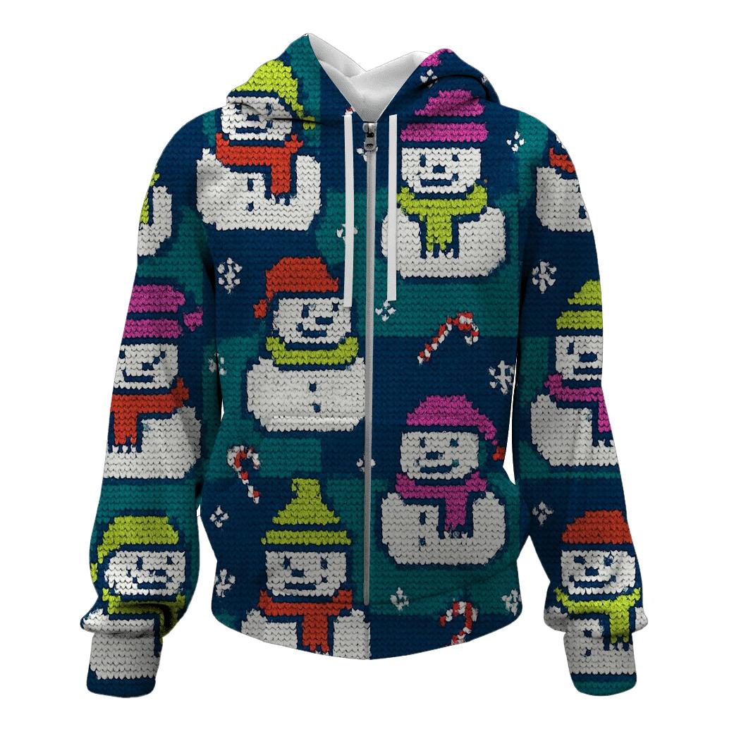 Snowman Marshmallow Grid Party Design heavyweight hoodies
