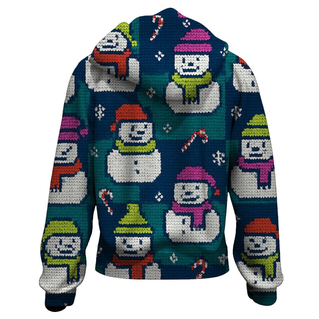 Snowman Marshmallow Grid Party Design heavyweight hoodies