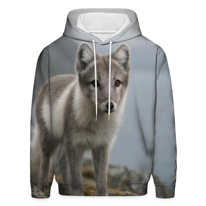 Arctic Fox On Tundra Ledge designer hoodies