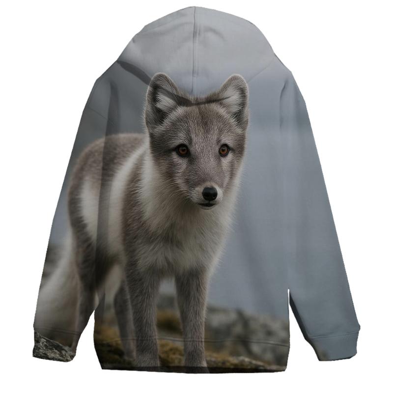 Arctic Fox On Tundra Ledge designer hoodies