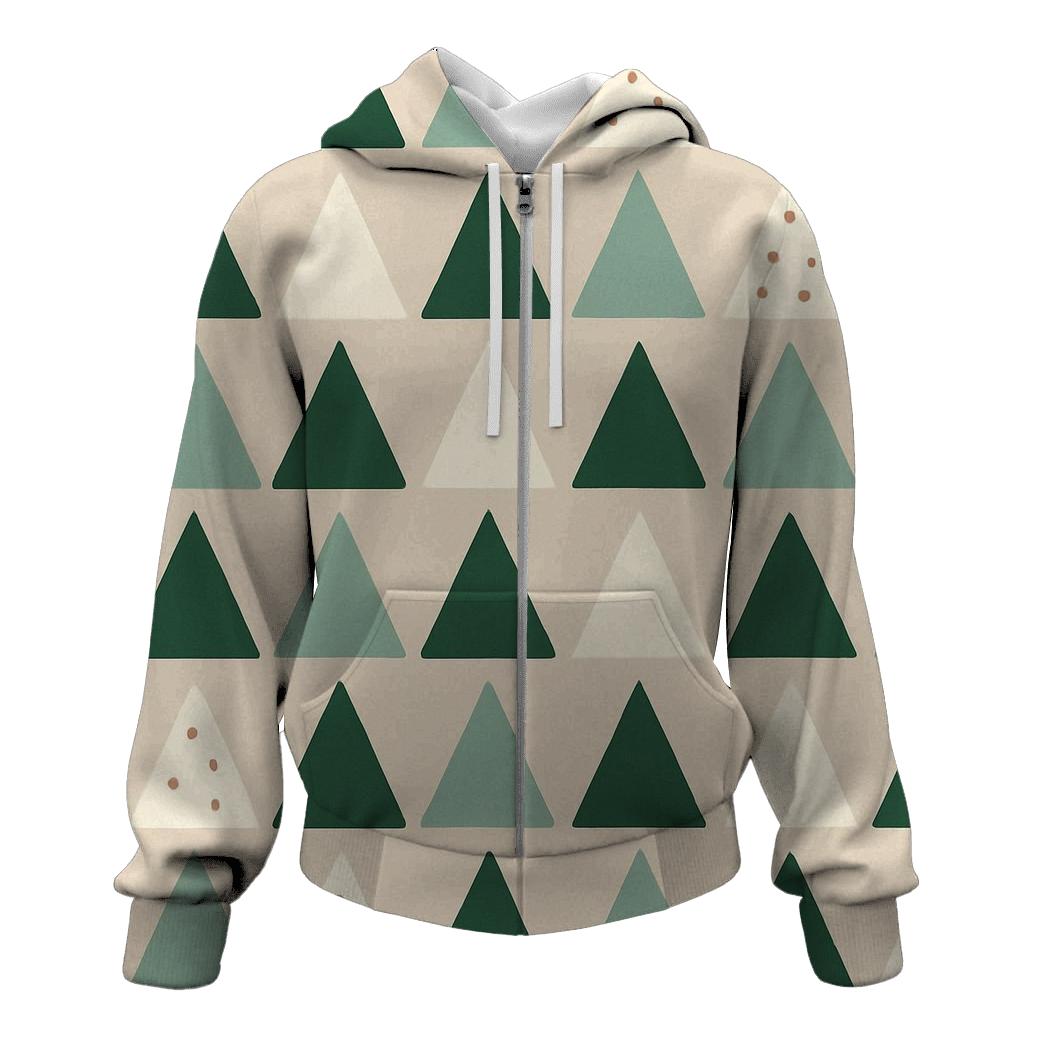 Nordic Pine Triangle Pattern embroidered hoodies