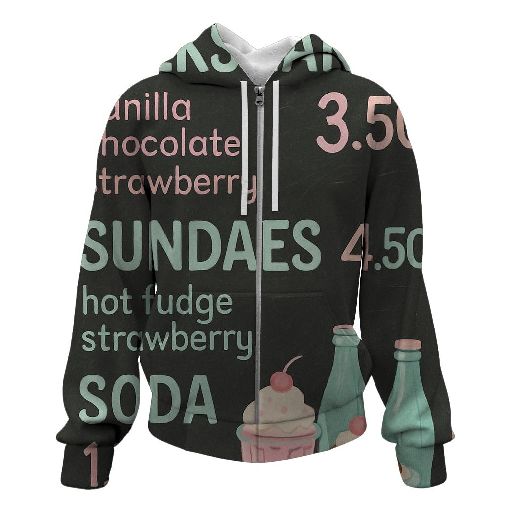 Retro Soda Shop Menu Board embroidered hoodies