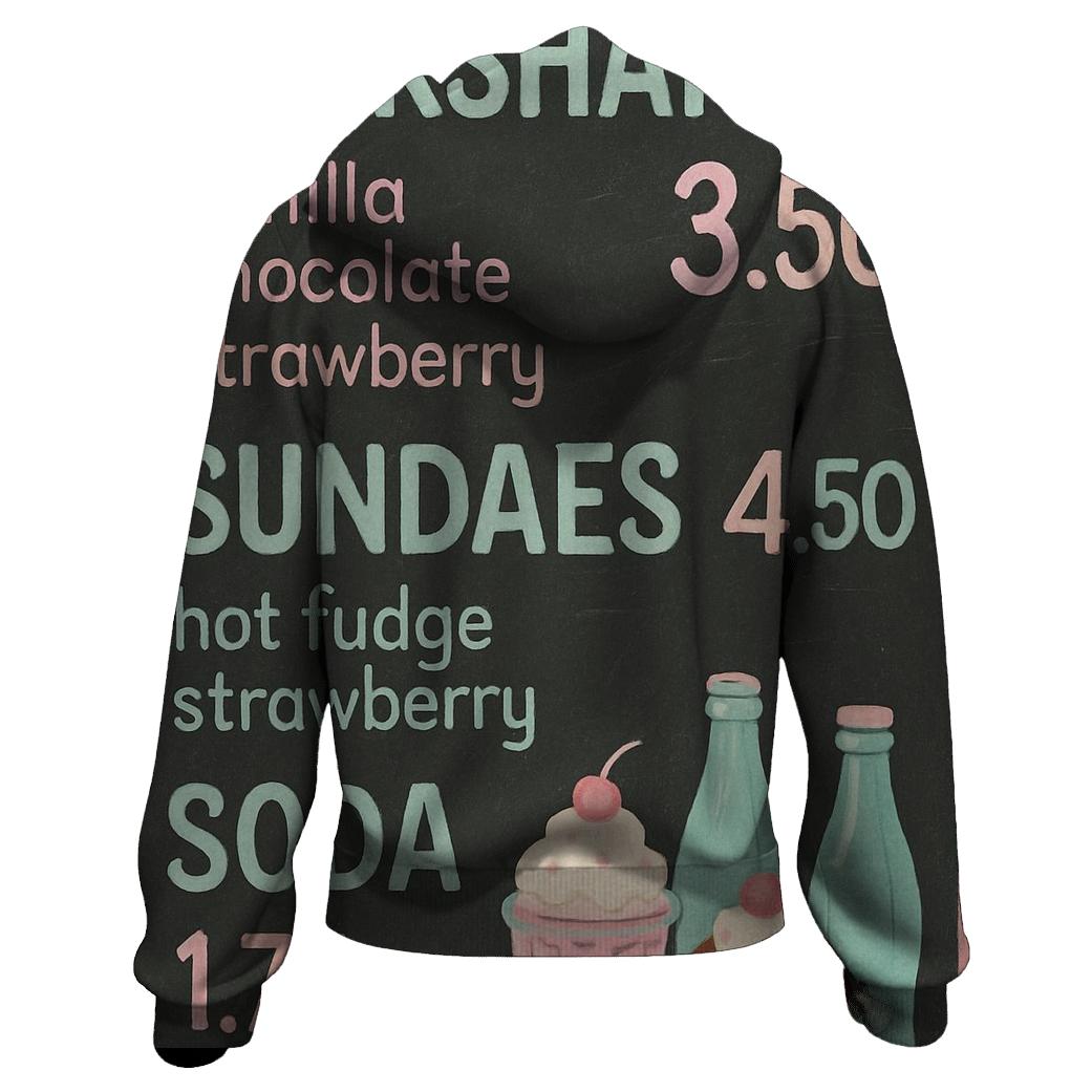 Retro Soda Shop Menu Board embroidered hoodies