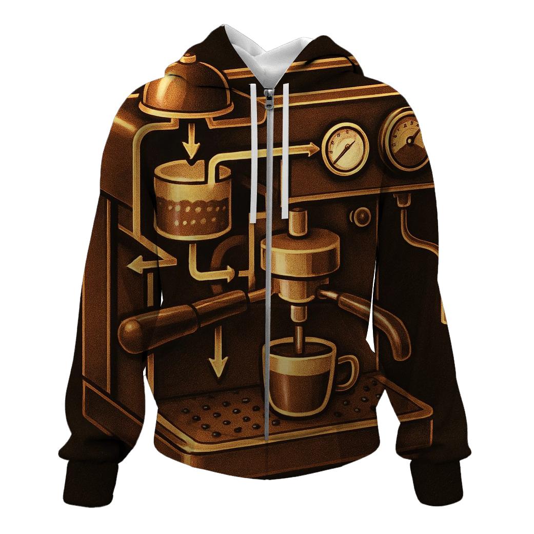 Golden Espresso Machine Anatomy heavyweight hoodies