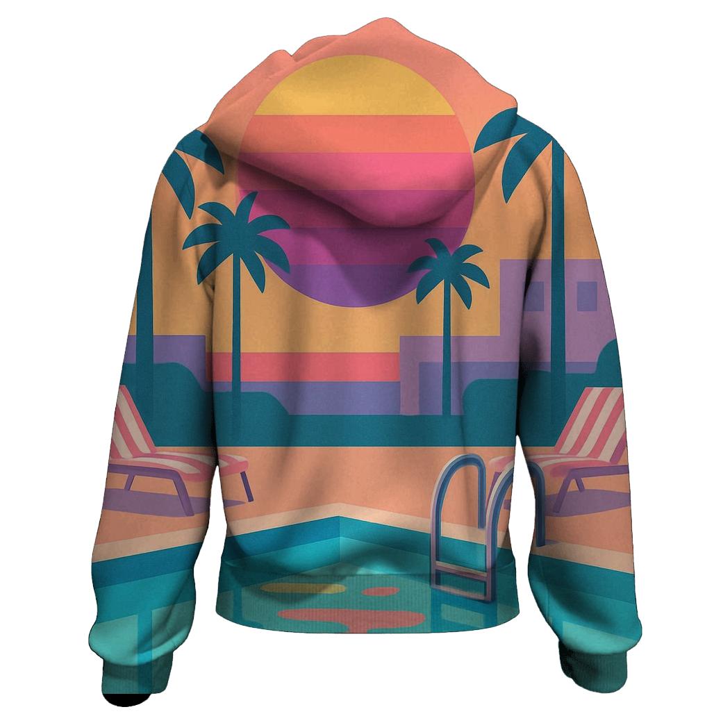 Retro Poolside Sunset custom hoodies