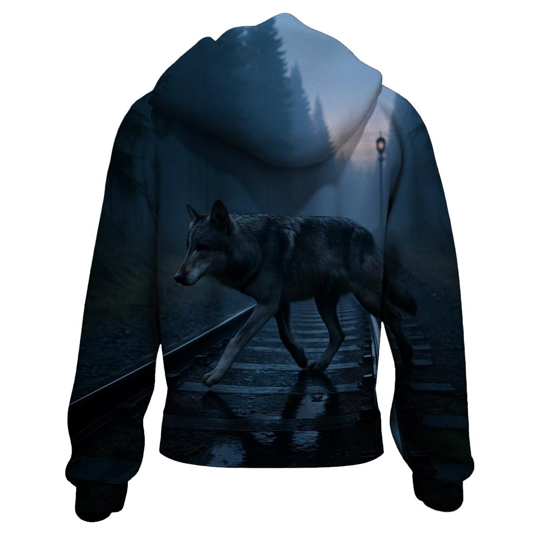 Timber Wolf Crossing Railway At Dawn hoodie trends
