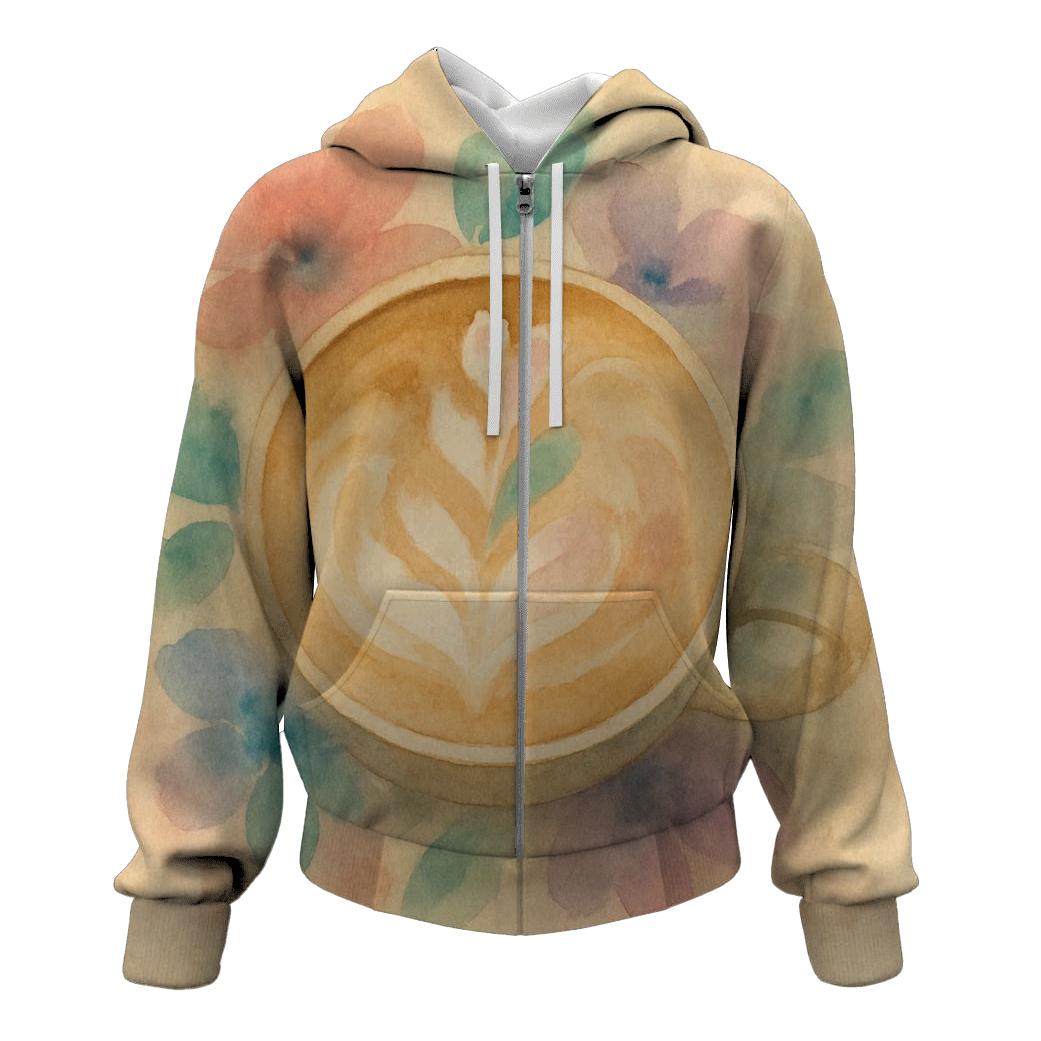 Latte Ripple Watercolor Garden premium hoodies