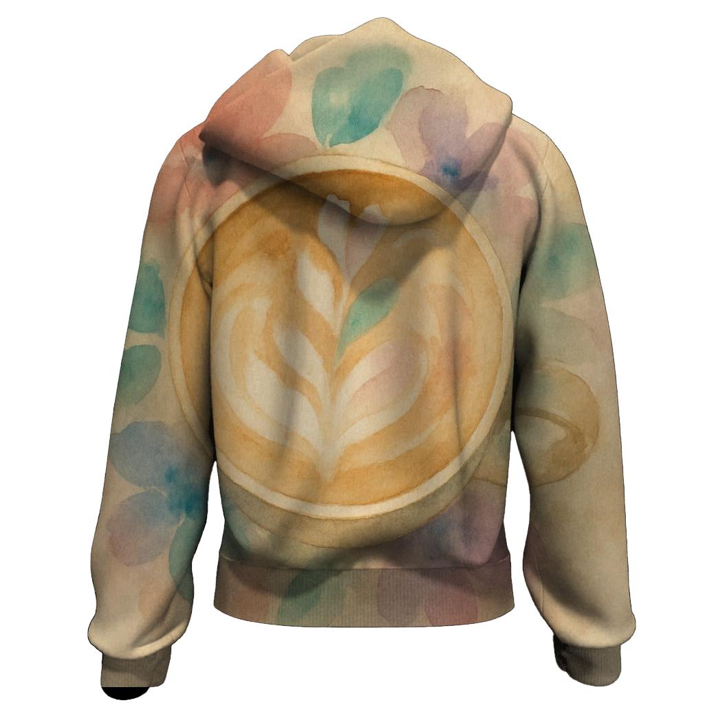 Latte Ripple Watercolor Garden premium hoodies
