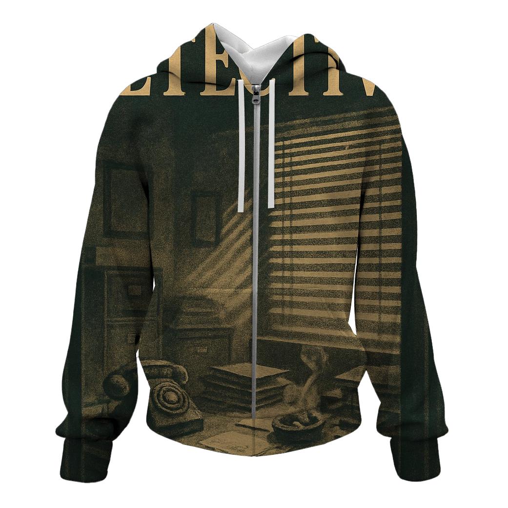 Noir Detective Office Book Cover zip-up hoodies