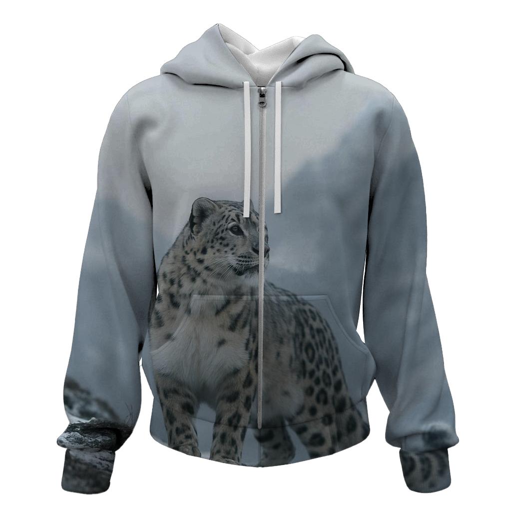 Snow Leopard On Icy Ridge hoodie styles