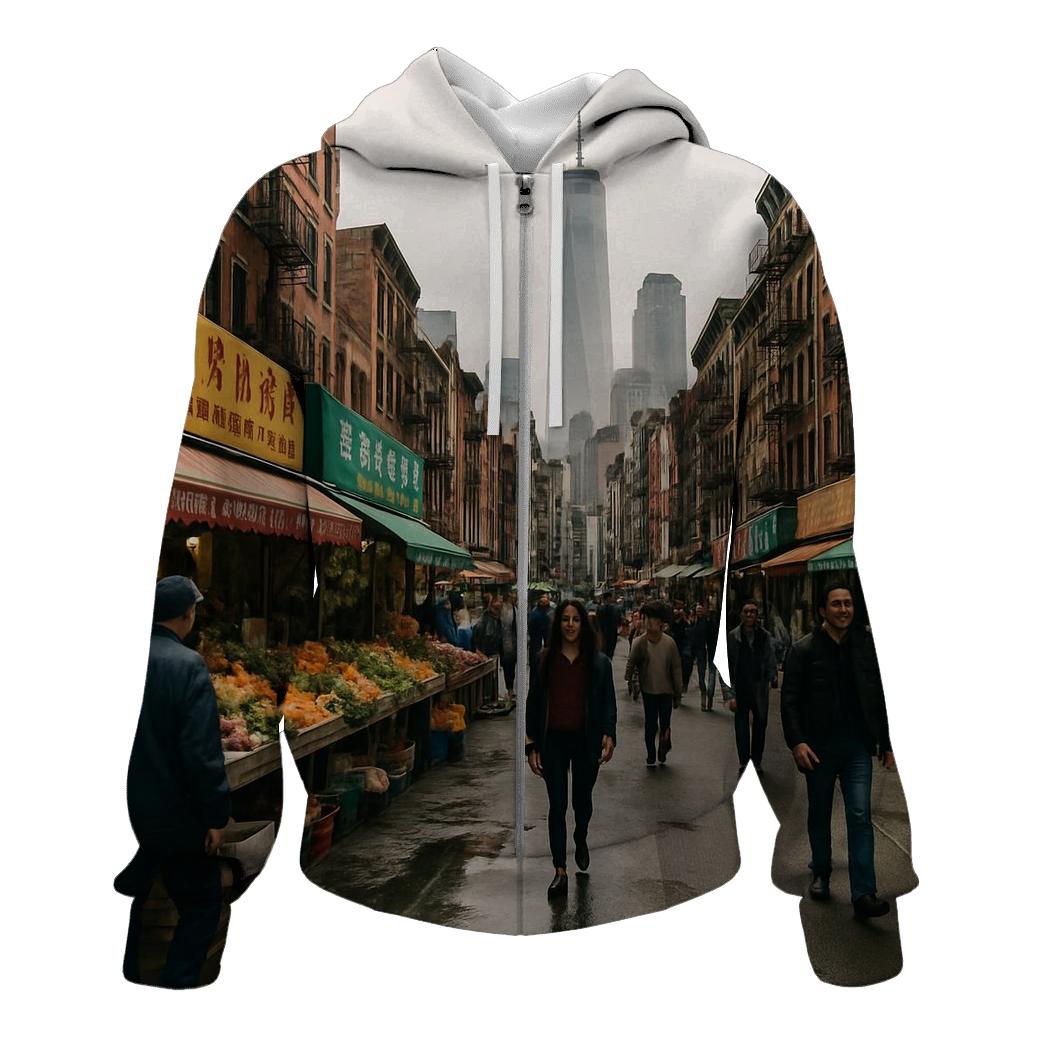 Chinatown Market Street With Skyline Peek zip-up hoodies