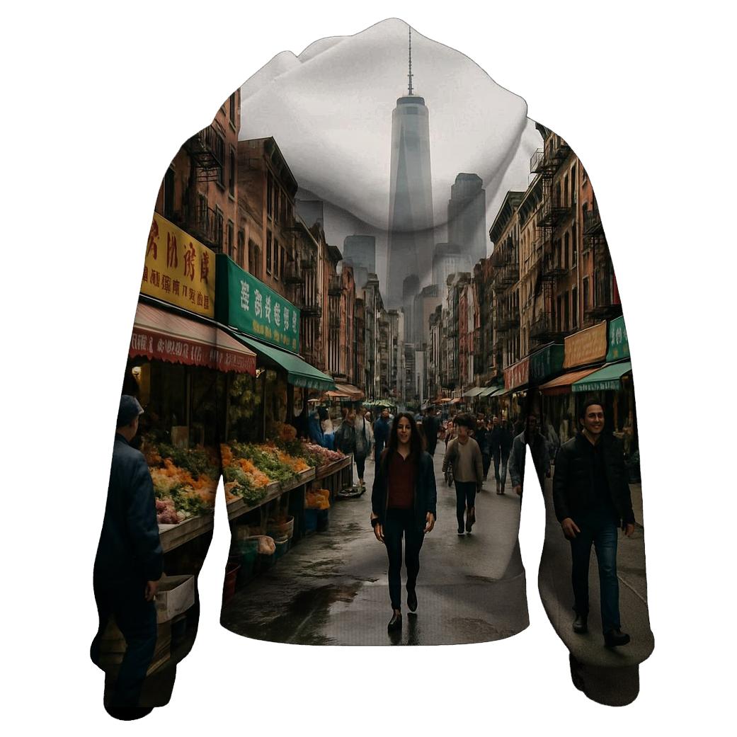 Chinatown Market Street With Skyline Peek zip-up hoodies