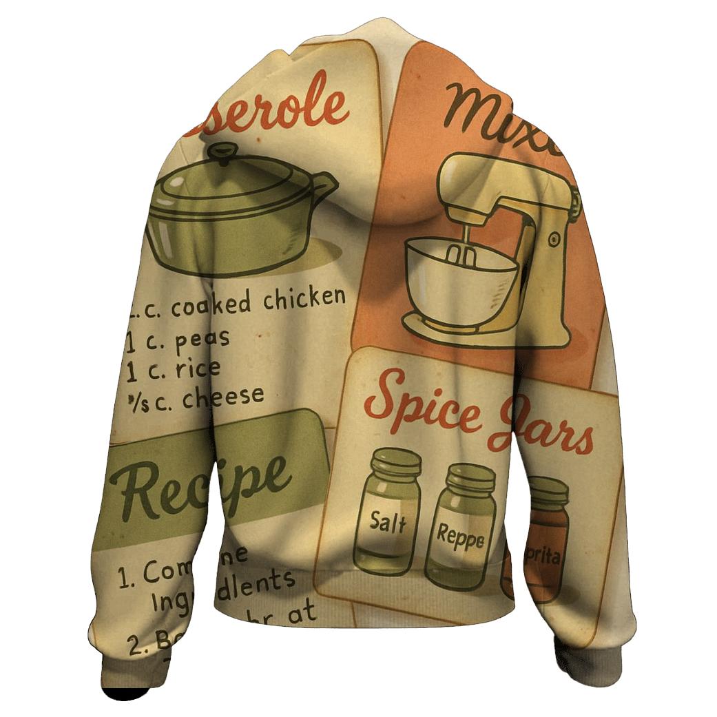 Midcentury Kitchen Recipe Card Set zip-up hoodies