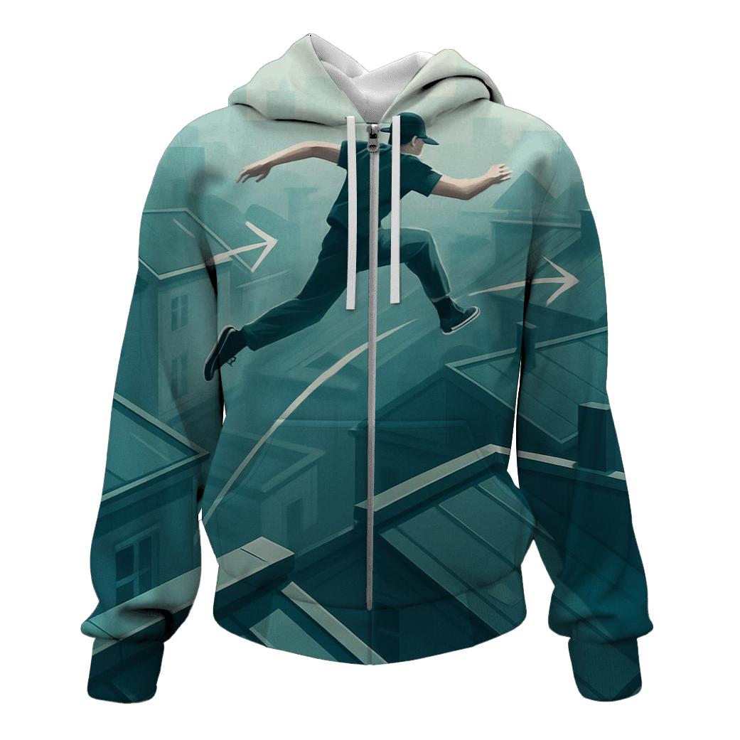 City Rooftop Parkour Sprint graphic hoodies