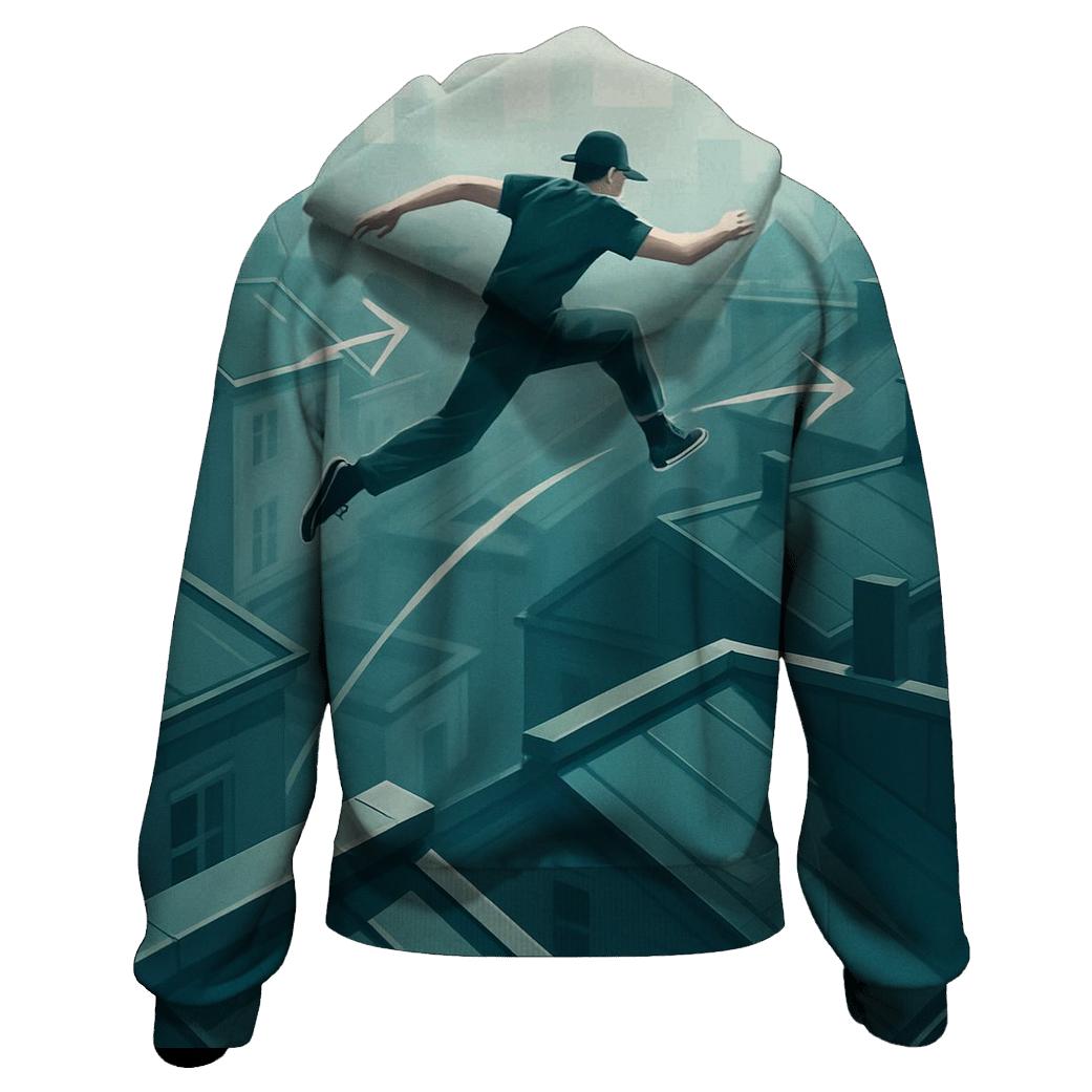 City Rooftop Parkour Sprint graphic hoodies
