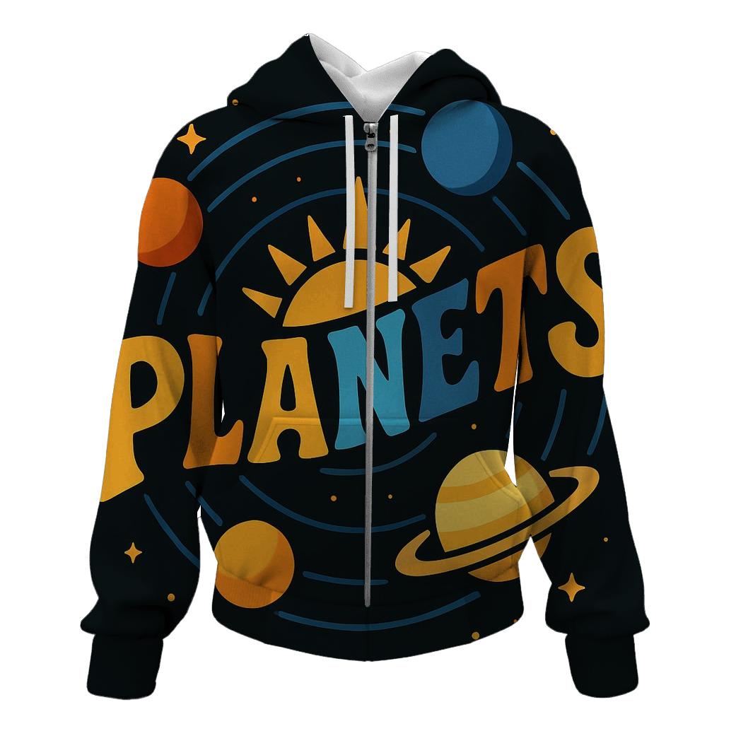 Solar System Typography Orbit designer hoodies