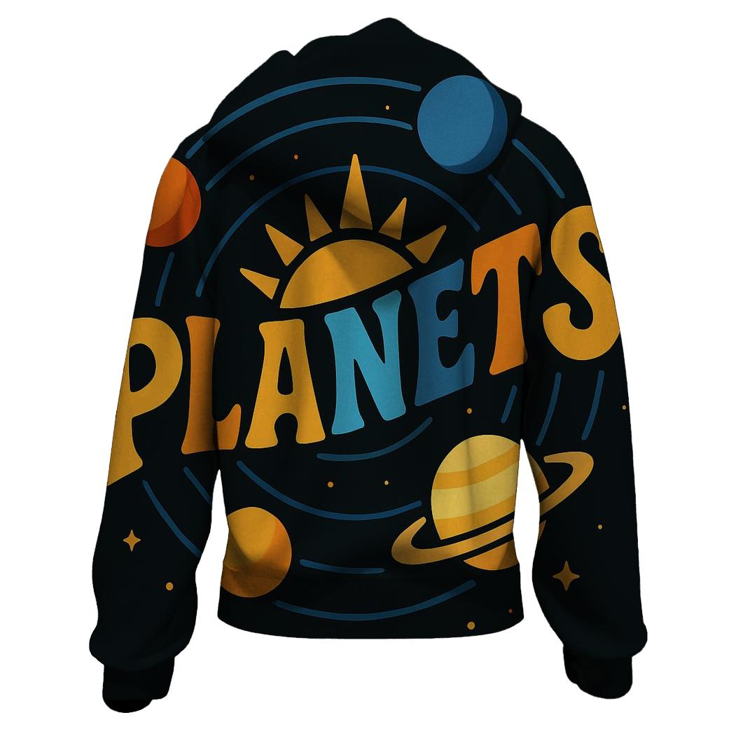 Solar System Typography Orbit designer hoodies