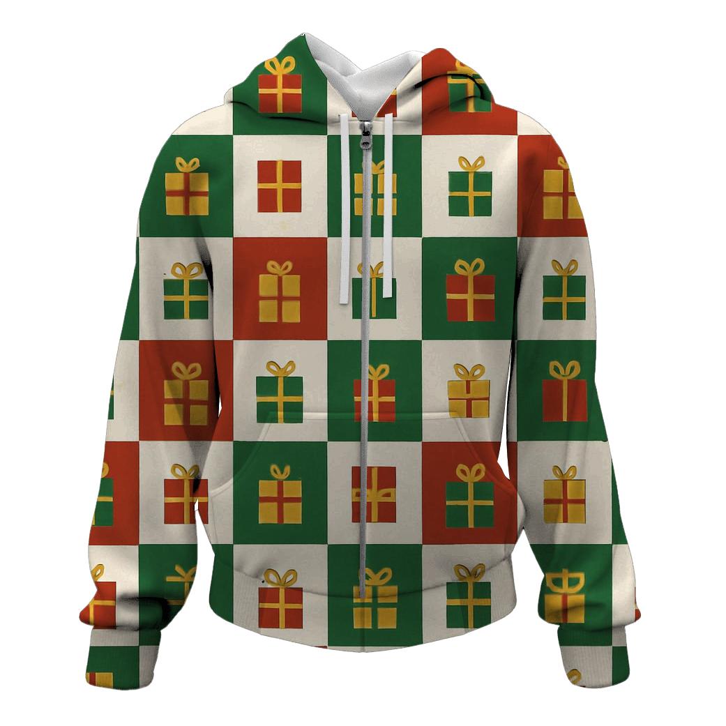 Gift Box Checker Parade zip-up hoodies
