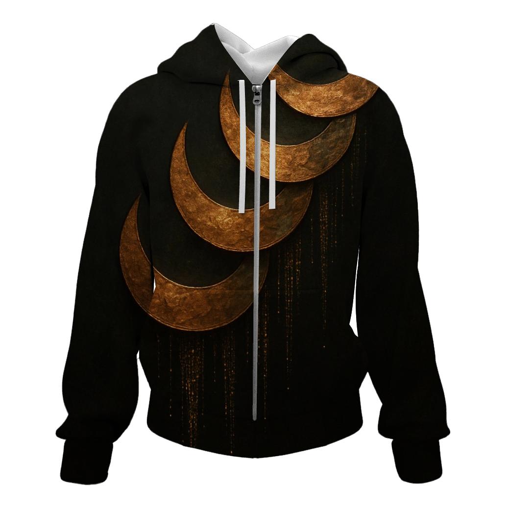 Bronze Lunar Cascade embroidered hoodies