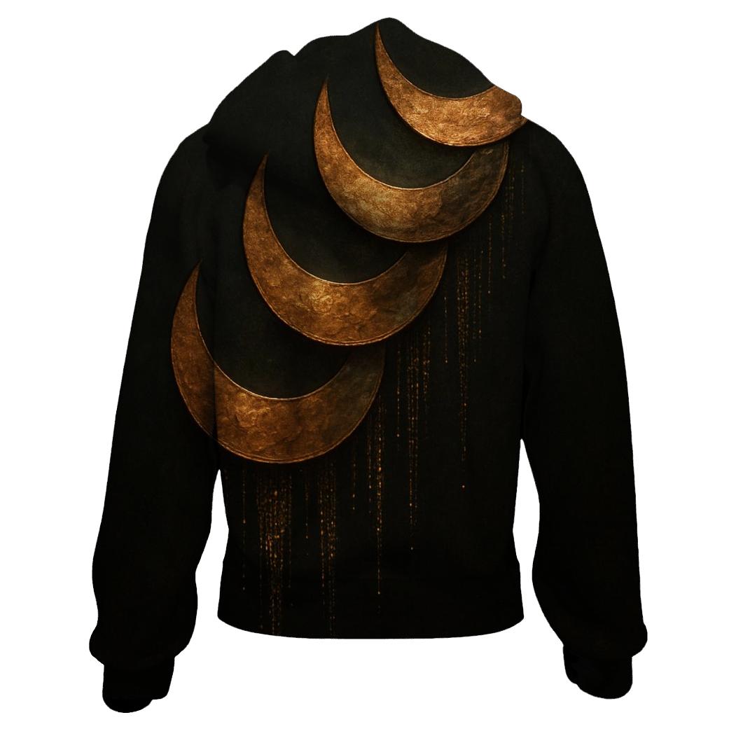 Bronze Lunar Cascade embroidered hoodies