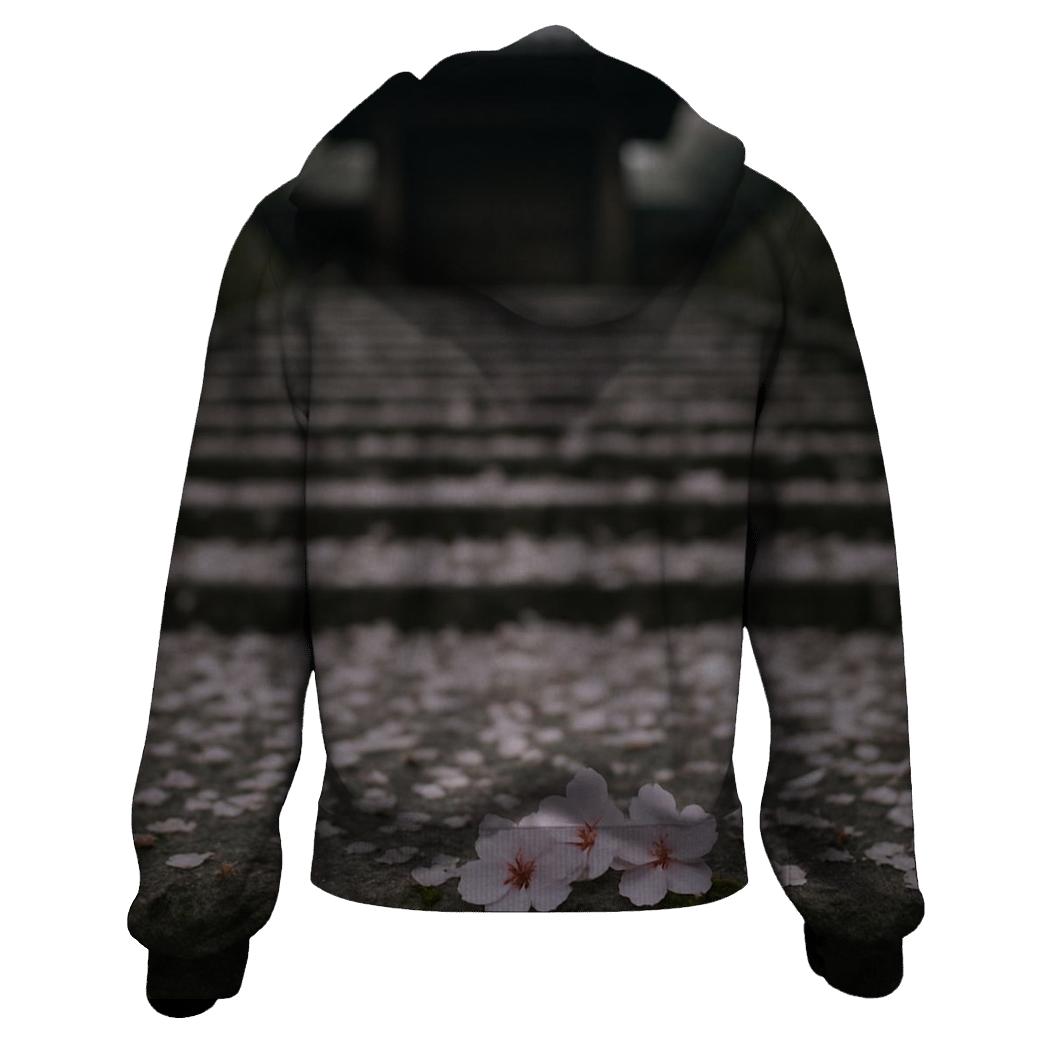 Cherry Blossom Petals On Quiet Temple Steps heavyweight hoodies