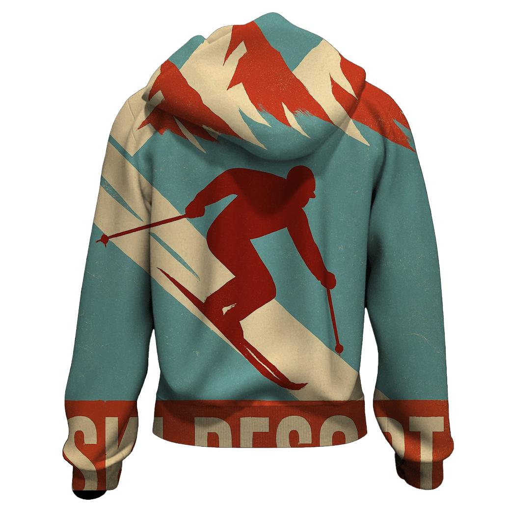 Retro Alpine Ski Resort Poster printed hoodies