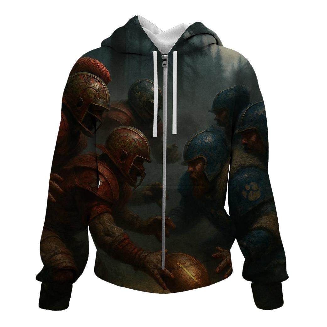 Forest Battle Bears Versus Braves zip-up hoodies