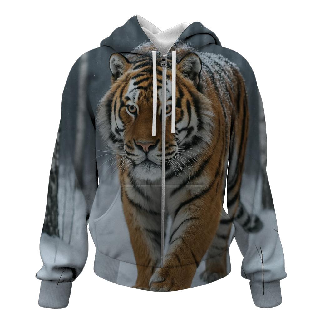 Amur Tiger In Winter Birch Forest pullover hoodies