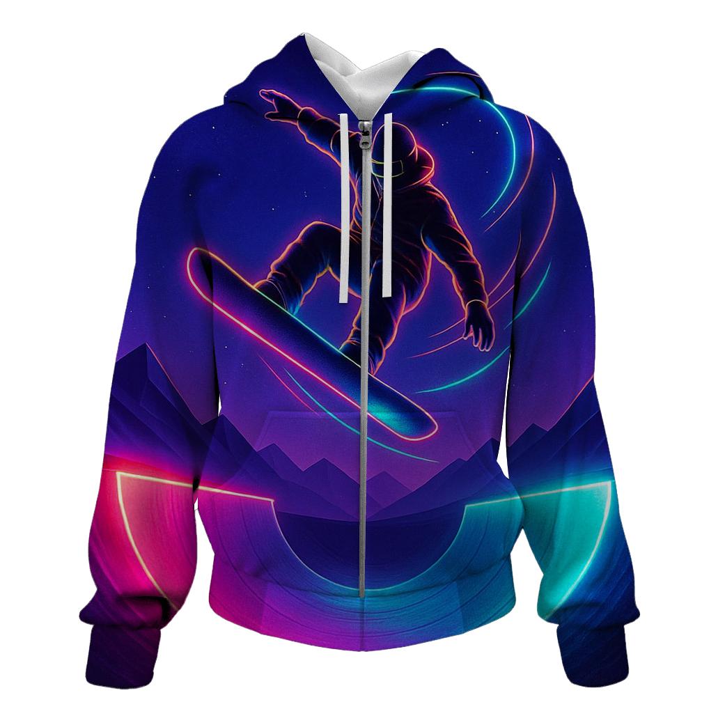 Snowboard Neon Halfpipe Night graphic hoodies