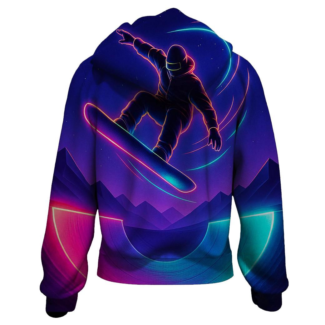 Snowboard Neon Halfpipe Night graphic hoodies
