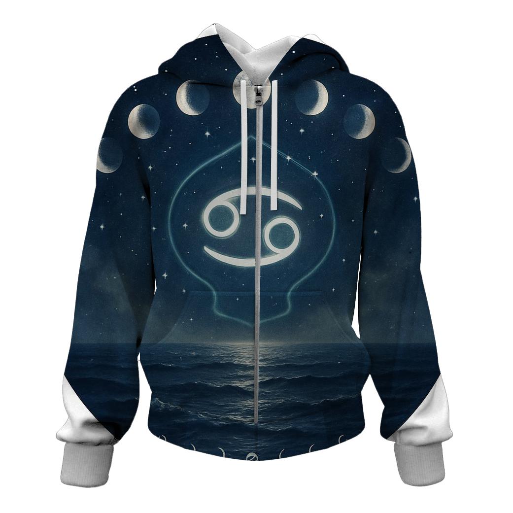 Cancer Lunar Tides Sanctuary graphic hoodies