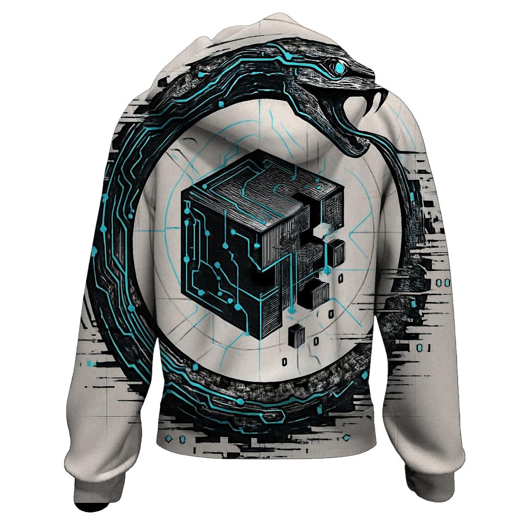 Digital Glitch Ouroboros premium hoodies