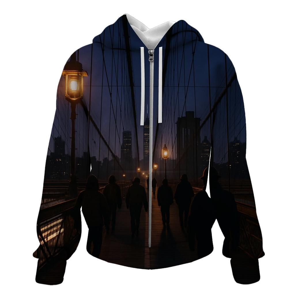 Brooklyn Bridge Pre Dawn Workers Commute custom hoodies