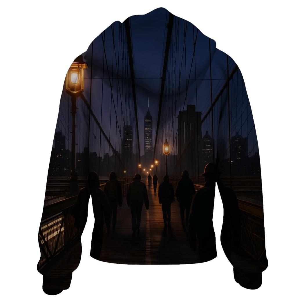 Brooklyn Bridge Pre Dawn Workers Commute custom hoodies