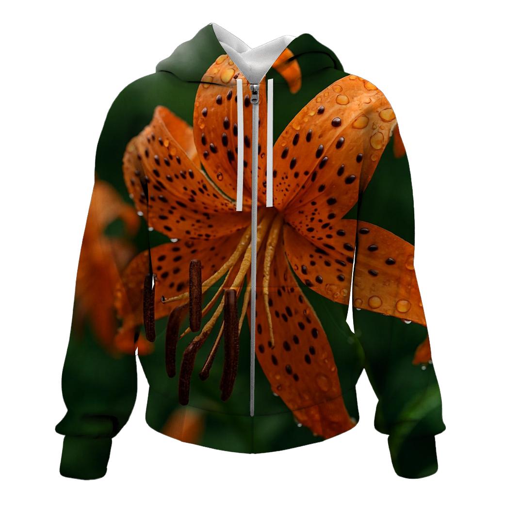 Water Droplets On Orange Tiger Lilies After Storm heavyweight hoodies