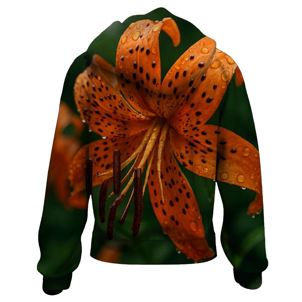 Water Droplets On Orange Tiger Lilies After Storm heavyweight hoodies