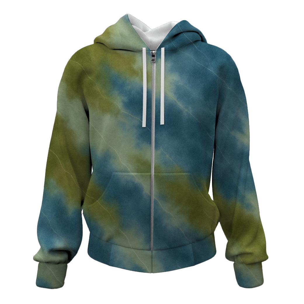 Olive And Indigo Diagonal Crumple premium hoodies