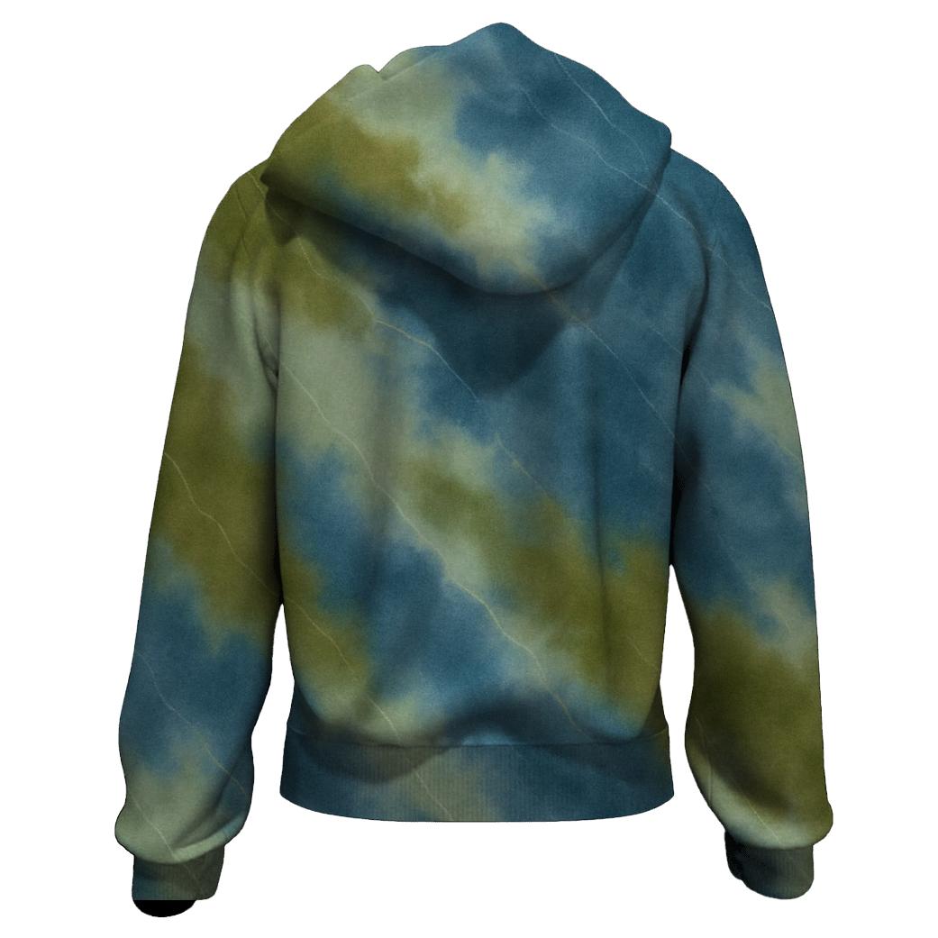 Olive And Indigo Diagonal Crumple premium hoodies