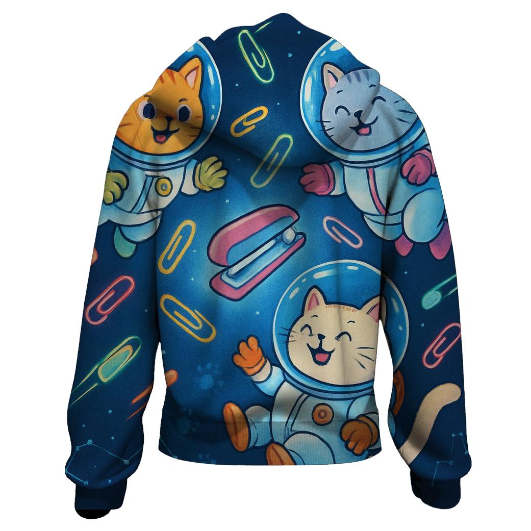 Cat Astronauts In Paperclip Orbit pullover hoodies