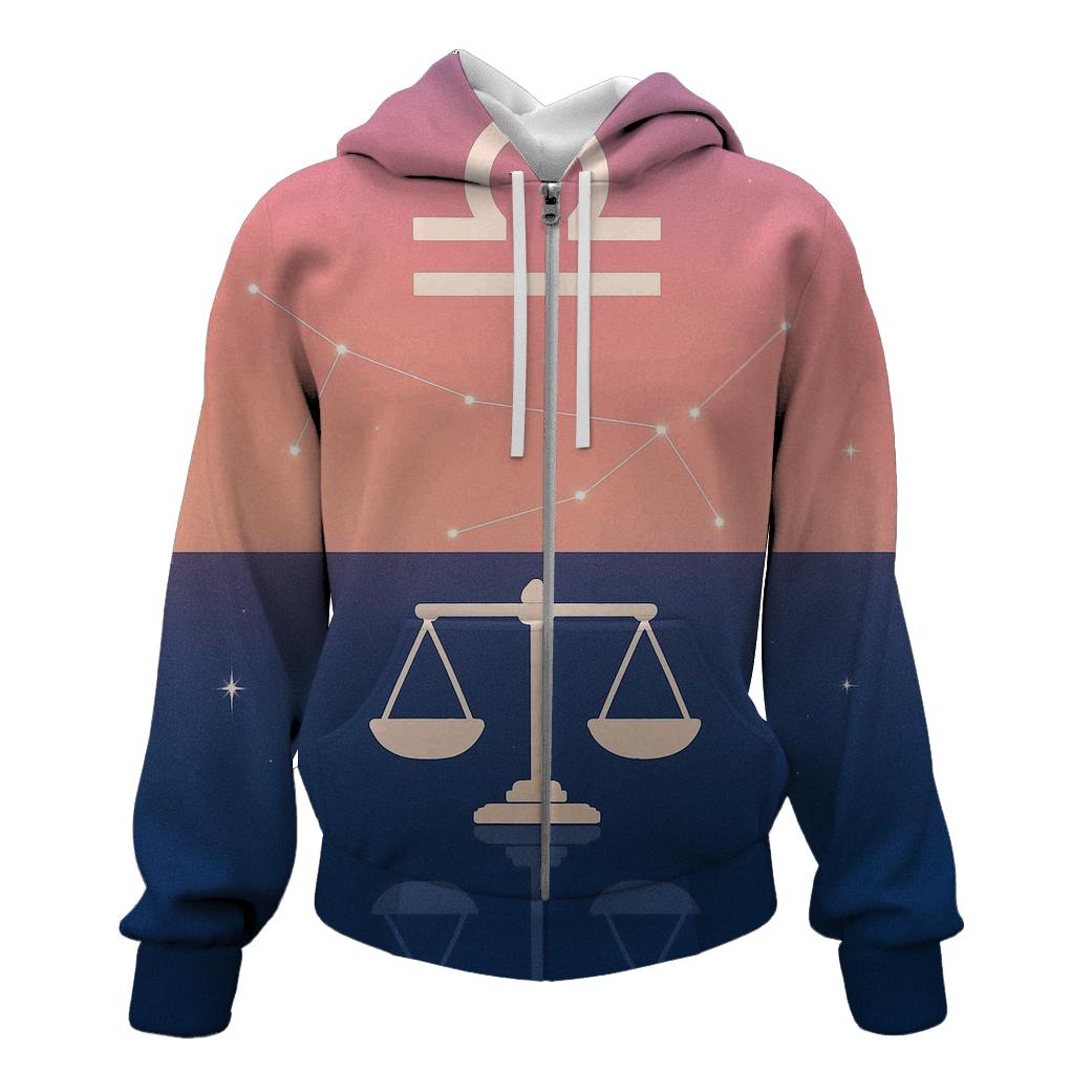 Libra Equinox Mirror Sky embroidered hoodies
