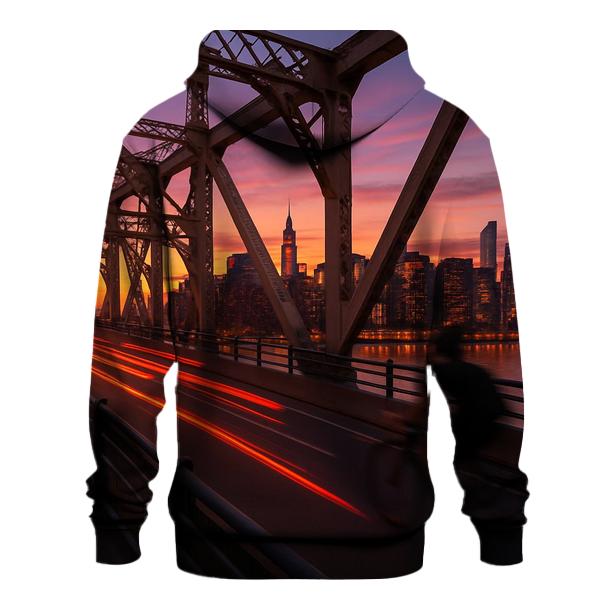 Queensboro Bridge Evening Commute Skyline graphic hoodies