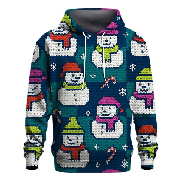 Snowman Marshmallow Grid Party Design heavyweight hoodies