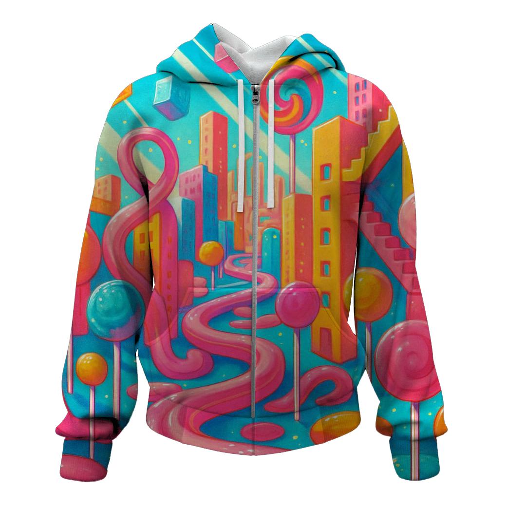 Bubblegum Labyrinth Skyline lightweight hoodies