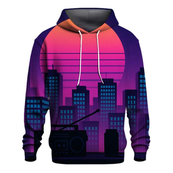 Midnight Synth City Rooftops pullover hoodies