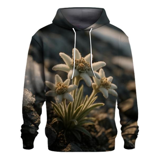 Wild Alpine Edelweiss Between Melting Snow hoodie designs