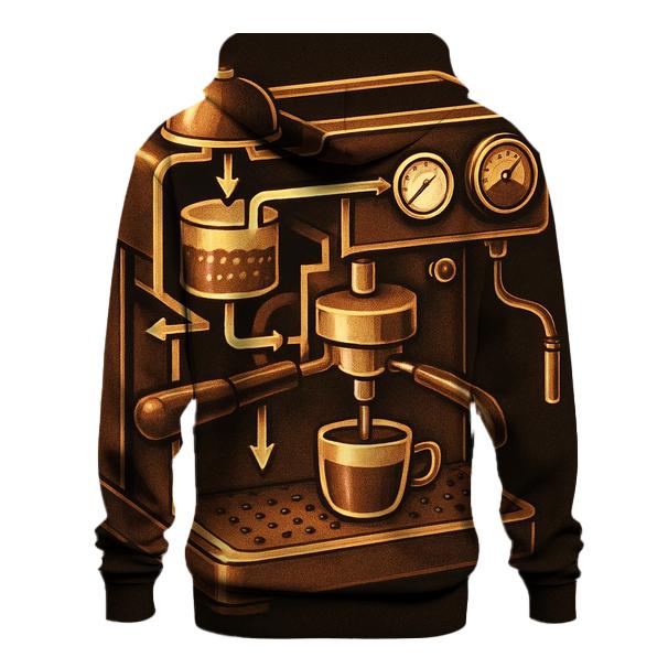 Golden Espresso Machine Anatomy embroidered hoodies