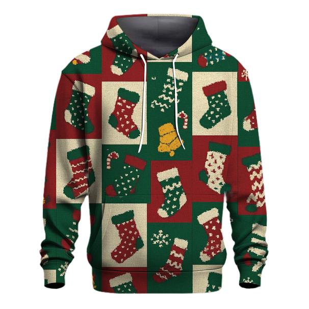 Mismatched Stocking Patchwork Panel Design zip-up hoodies