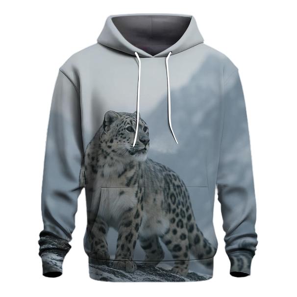 Snow Leopard On Icy Ridge hoodie designs