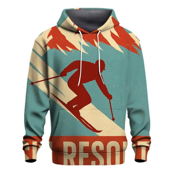 Retro Alpine Ski Resort Poster printed hoodies