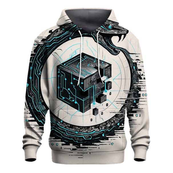Digital Glitch Ouroboros lightweight hoodies